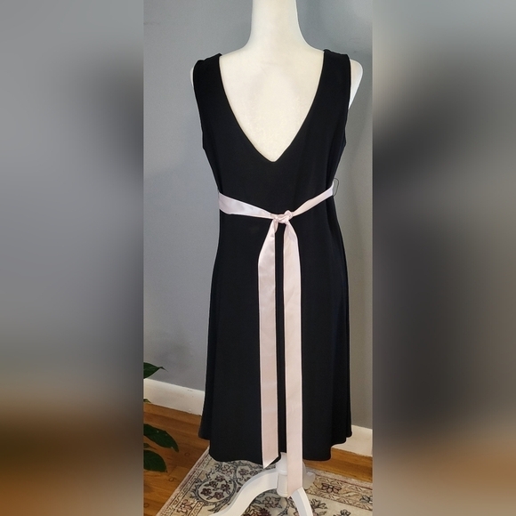 Scarlett Nite Deep V Neck Embellished Belt Ribbon Tie Fit & Flare Dress-Sz 14 - Picture 3 of 8